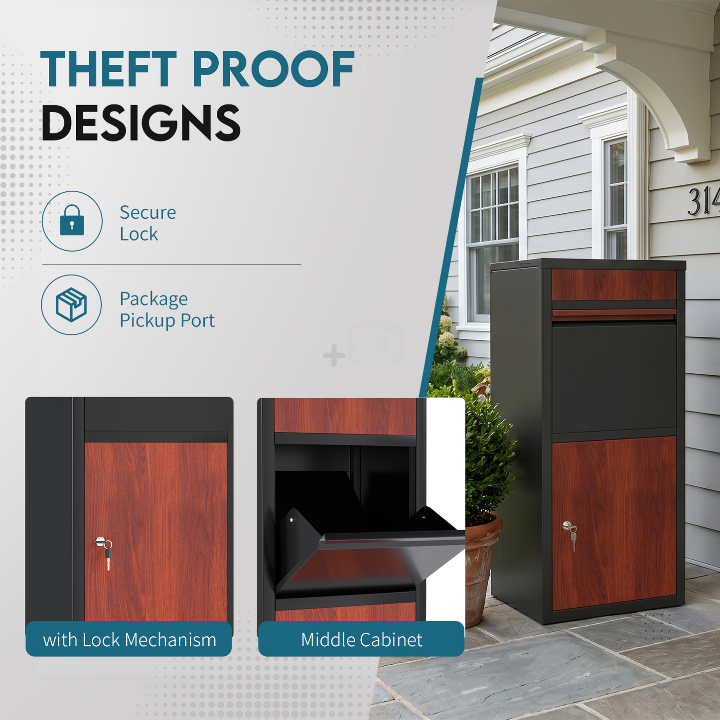 YODOLLA Package Delivery Box for Outside Anti-Theft Parcel Drop Box with Lock, Brown