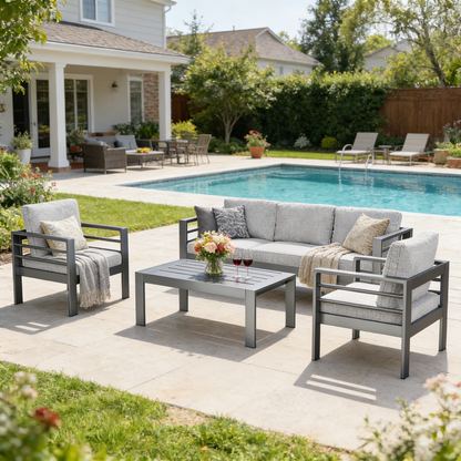 YODOLLA Aluminum Patio Furniture Set, 5 Seats with Coffee Table