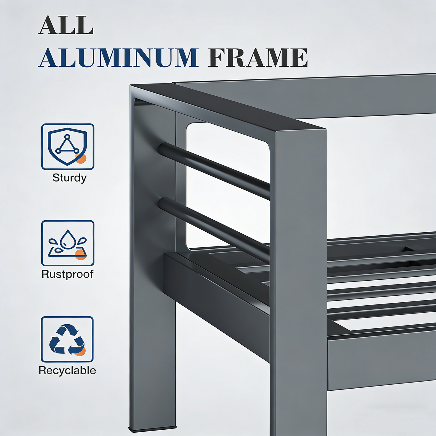 YODOLLA Aluminum Patio Furniture Set, 5 Seats with Coffee Table