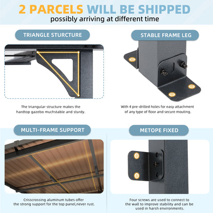 YODOLLA 14' × 10’ Adjustable Height Outdoor Gazebo Pergola for Patio