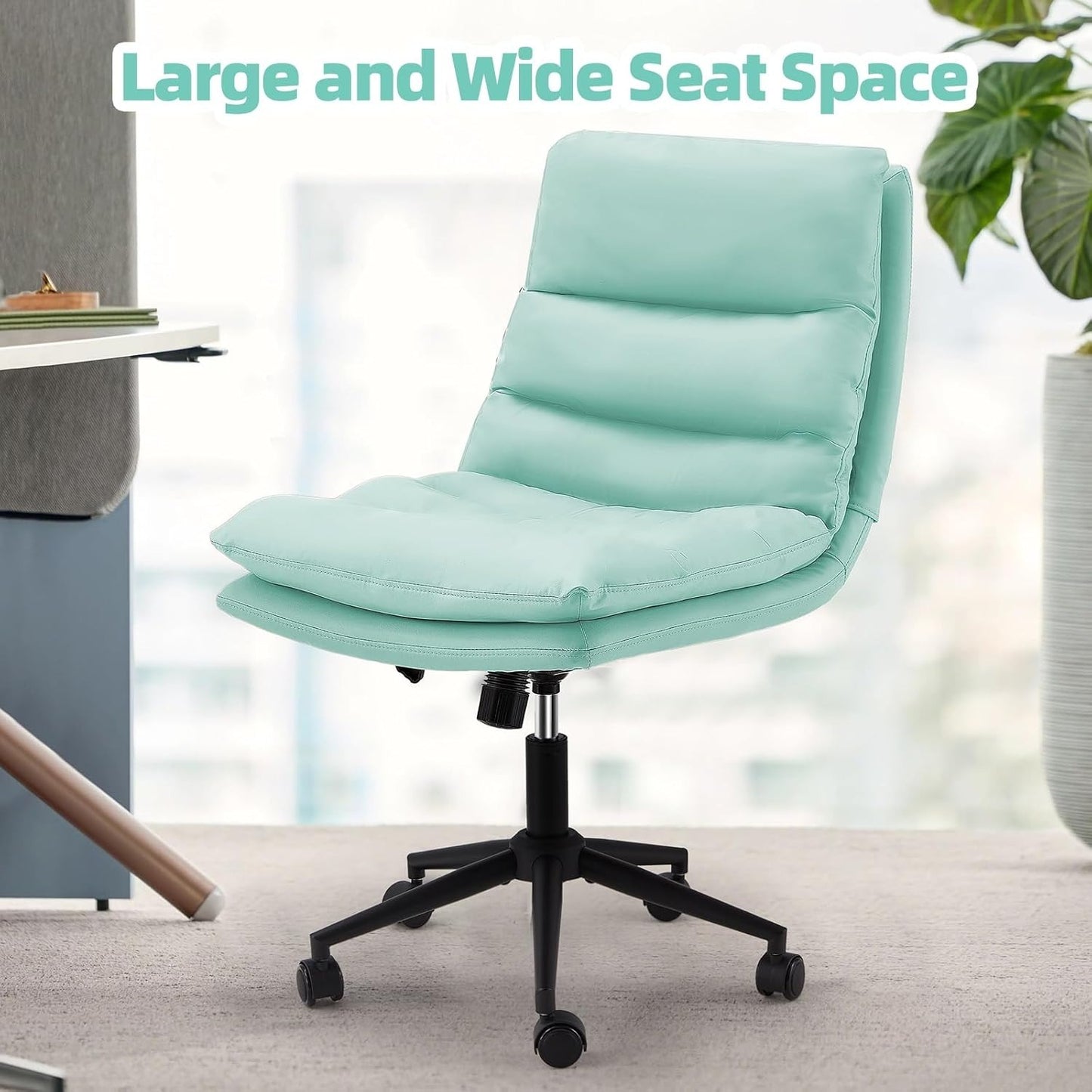 YODOLLA Office Chairs Swivel Desk Chair, PU Leather Light Green