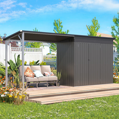 YODOLLA Outdoor Open-Sided Storage Shed, Sheds with Covered
