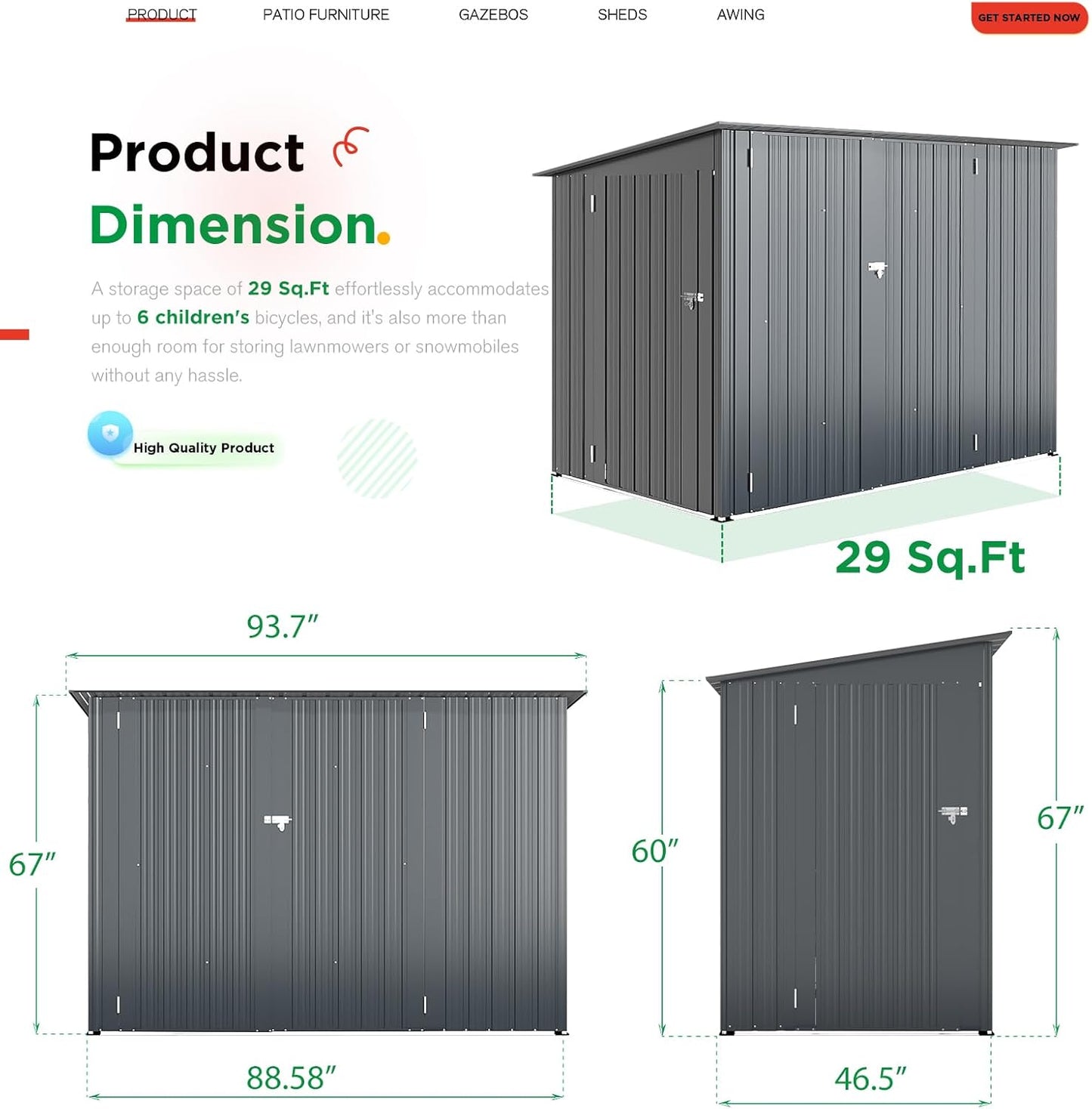 YODOLLA Outdoor Storage Cabinet, 7x4 Horizontal