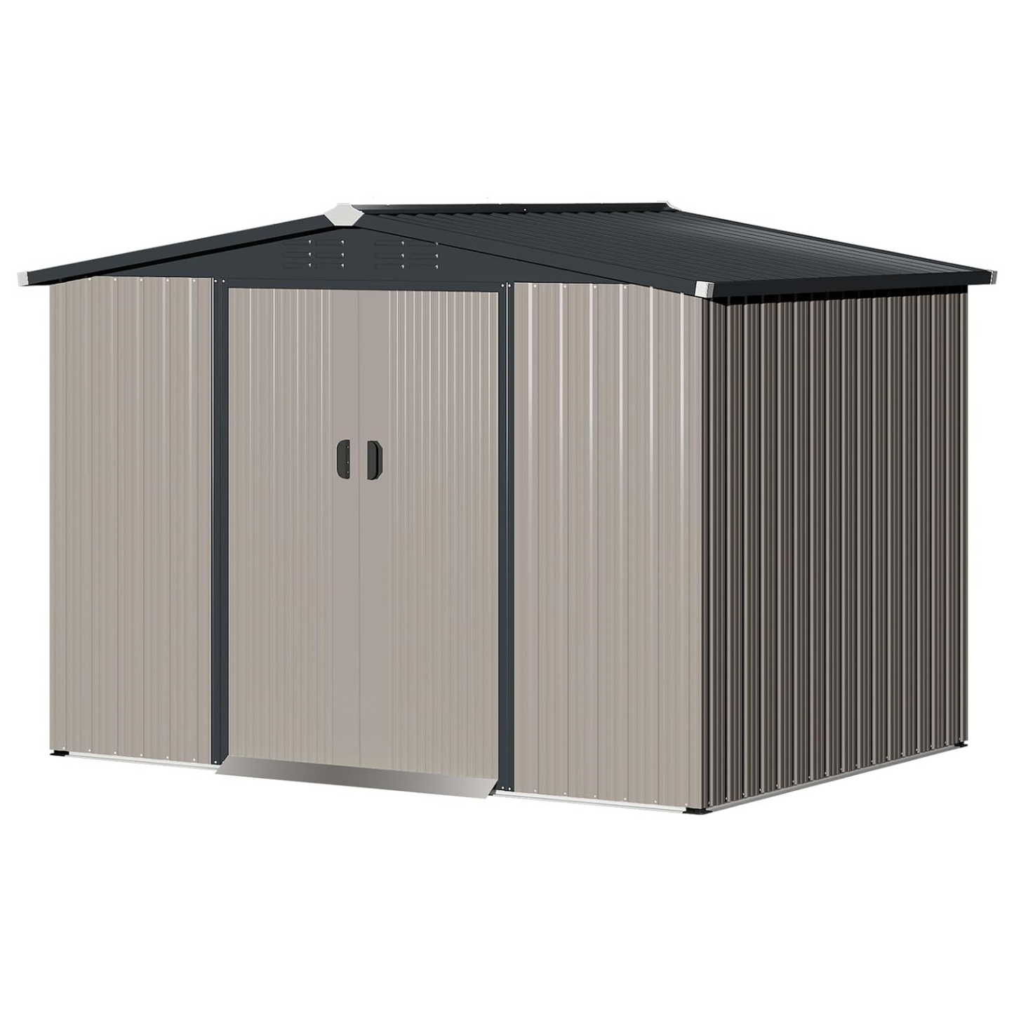 YODOLLA 8 x 6 Ft Outdoor Storage Tool Shed with Sliding Door, Gray