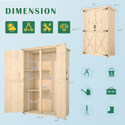 YODOLLA Outdoor Storage Shed with Waterproof Roof, Natural Wood