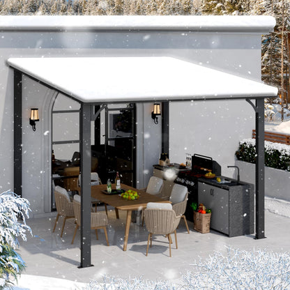 YODOLLA 10' x 10' Outdoor Pergola Hardtop Gazebo, Dark Grey