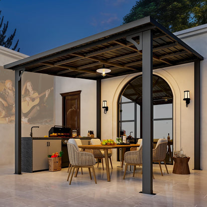 YODOLLA 10' x 10' Outdoor Pergola Hardtop Gazebo, Dark Grey