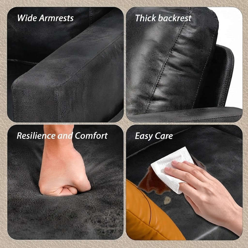 YODOLLA 79" 3-Seat Faux Leather Couch Modern Sofa, Black