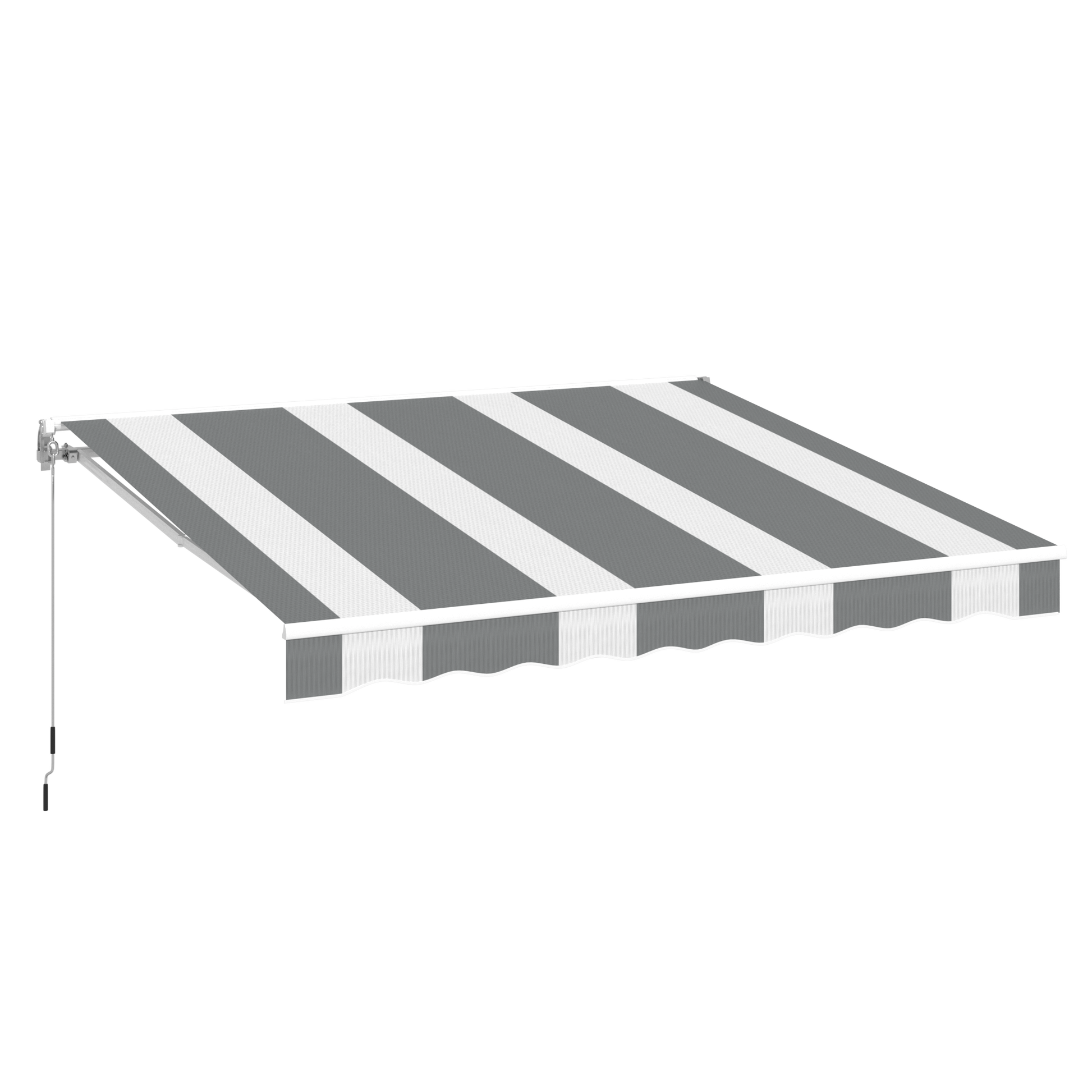 YODOLLA 10x8 retractable patio awning, gray stripes.