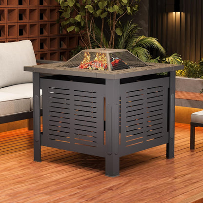 YODOLLA 30 Inch Fire Pit Table, Black