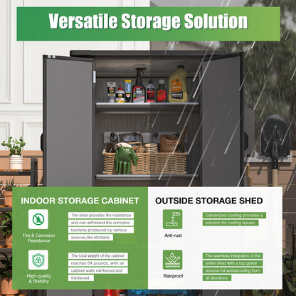 YODOLLA Waterproof Tall Resin Outdoor Storage Cabinet with Adjustable Shelves