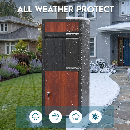 YODOLLA Package Delivery Box for Outside Anti-Theft Parcel Drop Box with Lock, Brown