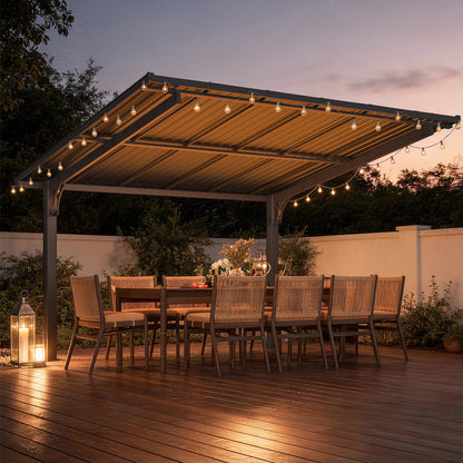 YODOLLA 12'x10' Freestanding Gazebo Outdoor Lean to Hardtop Metal Carport