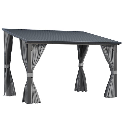 YODOLLA 12'x8' Outdoor Hardtop Gazebo Pergola with Curtains and Netting for Patio
