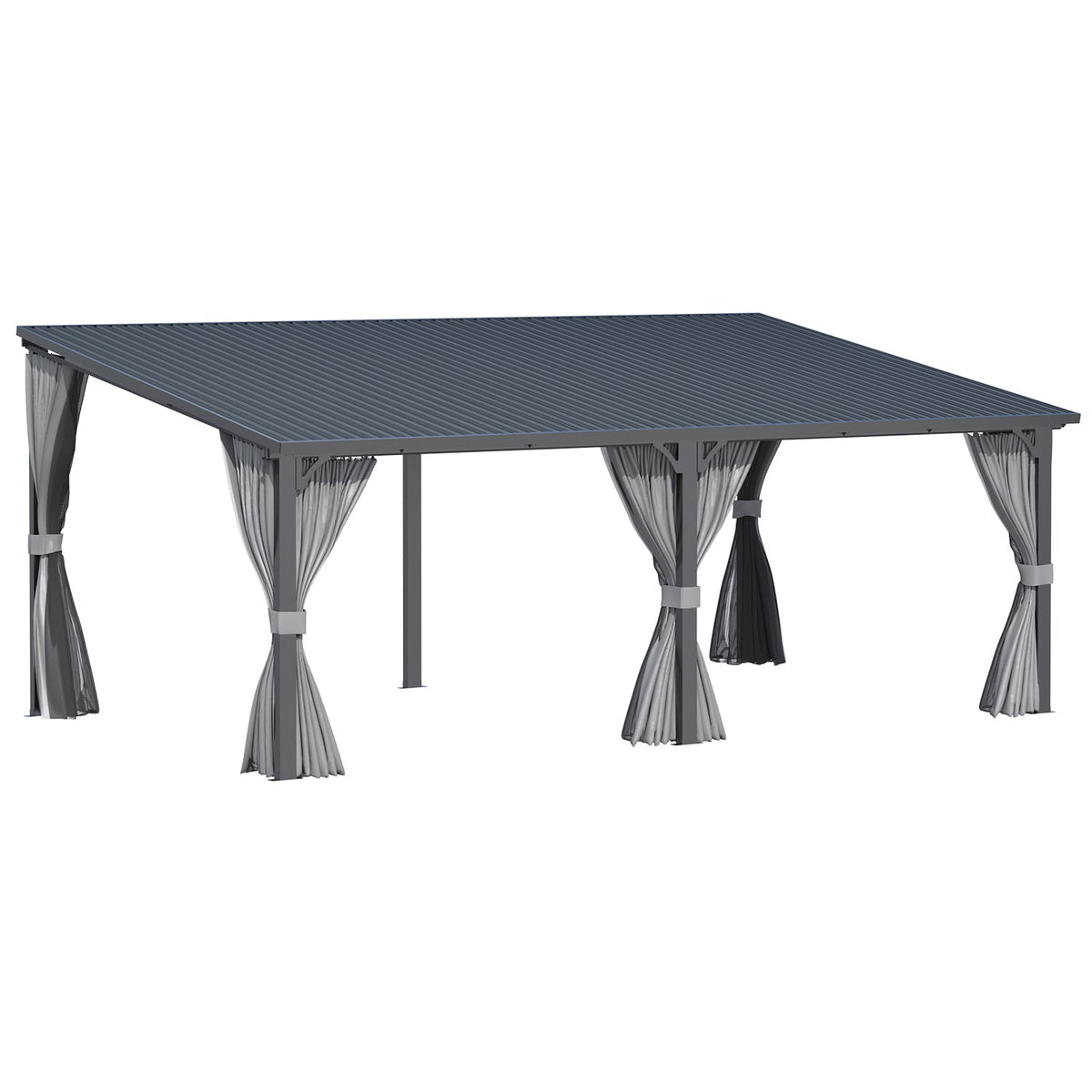 YODOLLA 20'x12' Gazebo Outdoor Hardtop Pergola with Curtain and Netting