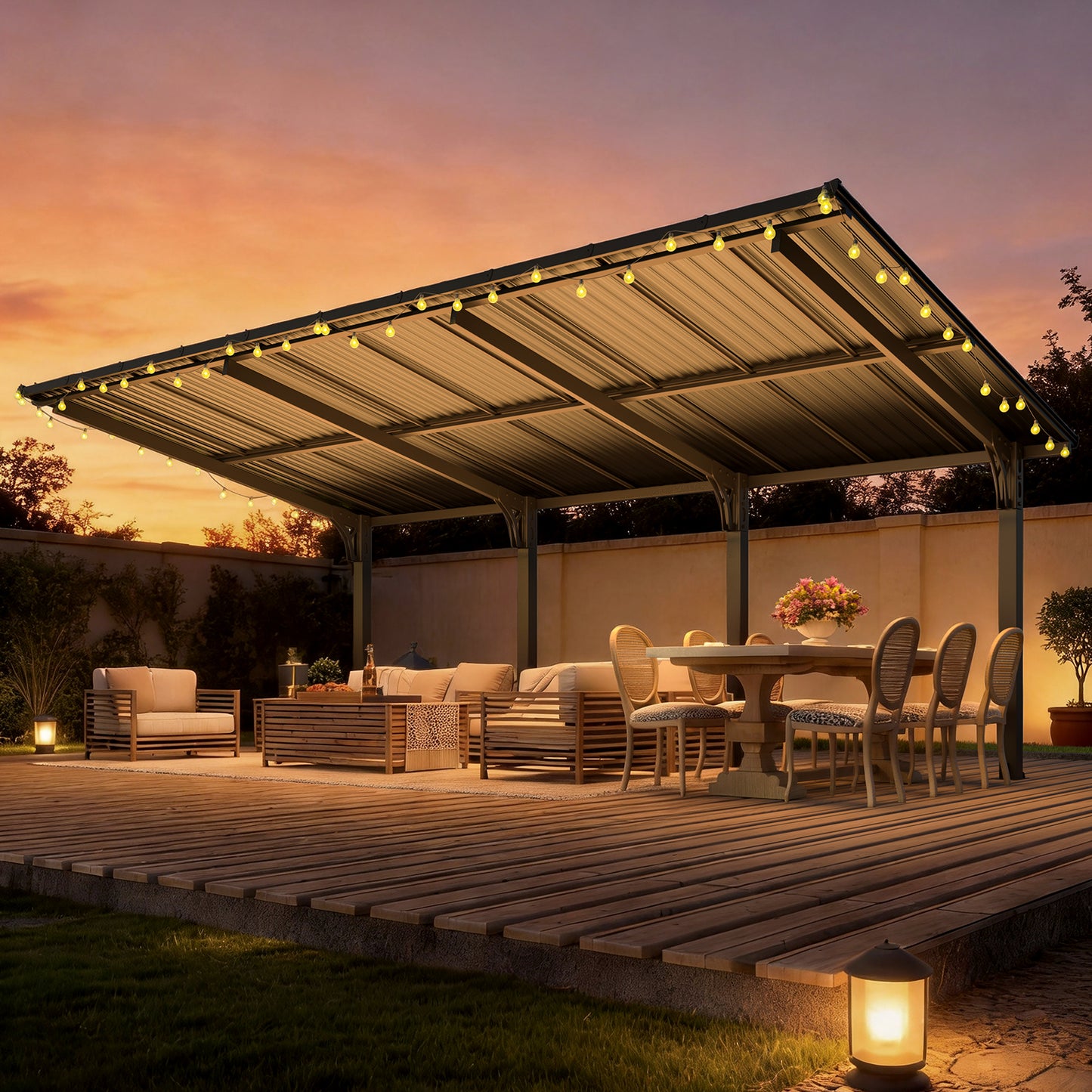 YODOLLA 20'x10' Freestanding Gazebo Outdoor Lean to Hardtop Metal Carport Pergolas