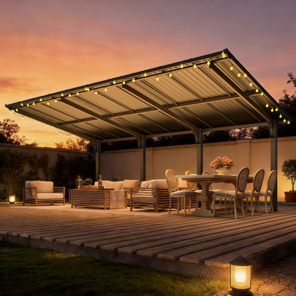 YODOLLA 20'x10' Freestanding Gazebo Outdoor Lean to Hardtop Metal Carport Pergolas