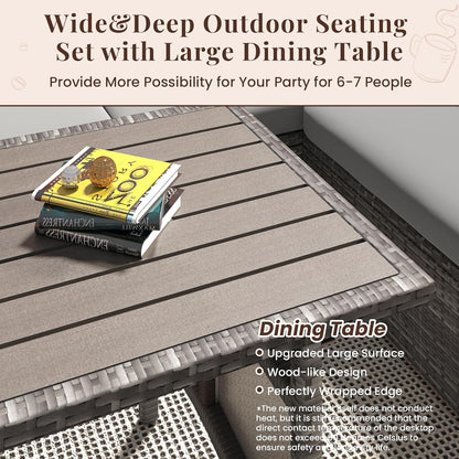 YODOLLA 7 Pieces Outdoor Wicker Rattan Furniture Set, Gray