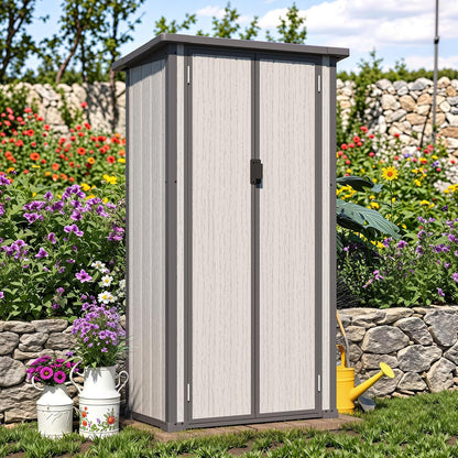 YODOLLA Waterproof Tall Resin Outdoor Storage Cabinet with Adjustable Shelves