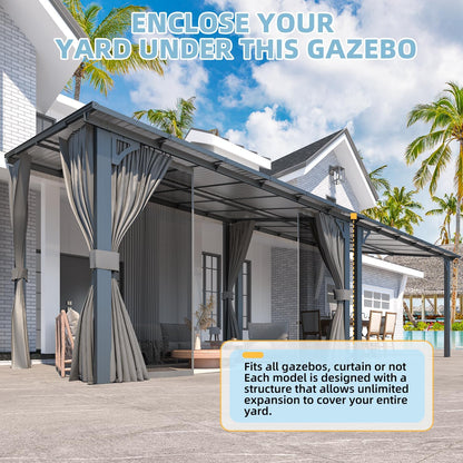 YODOLLA 14' x 12' Gazebo Outdoor Pergola with Curtains and Netting