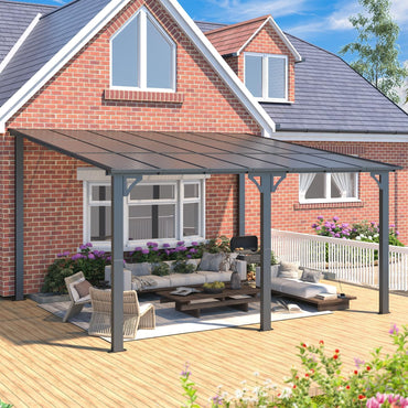 YODOLLA Outdoor Pergola, Large Wall-Mounted Hard Top Gazebo