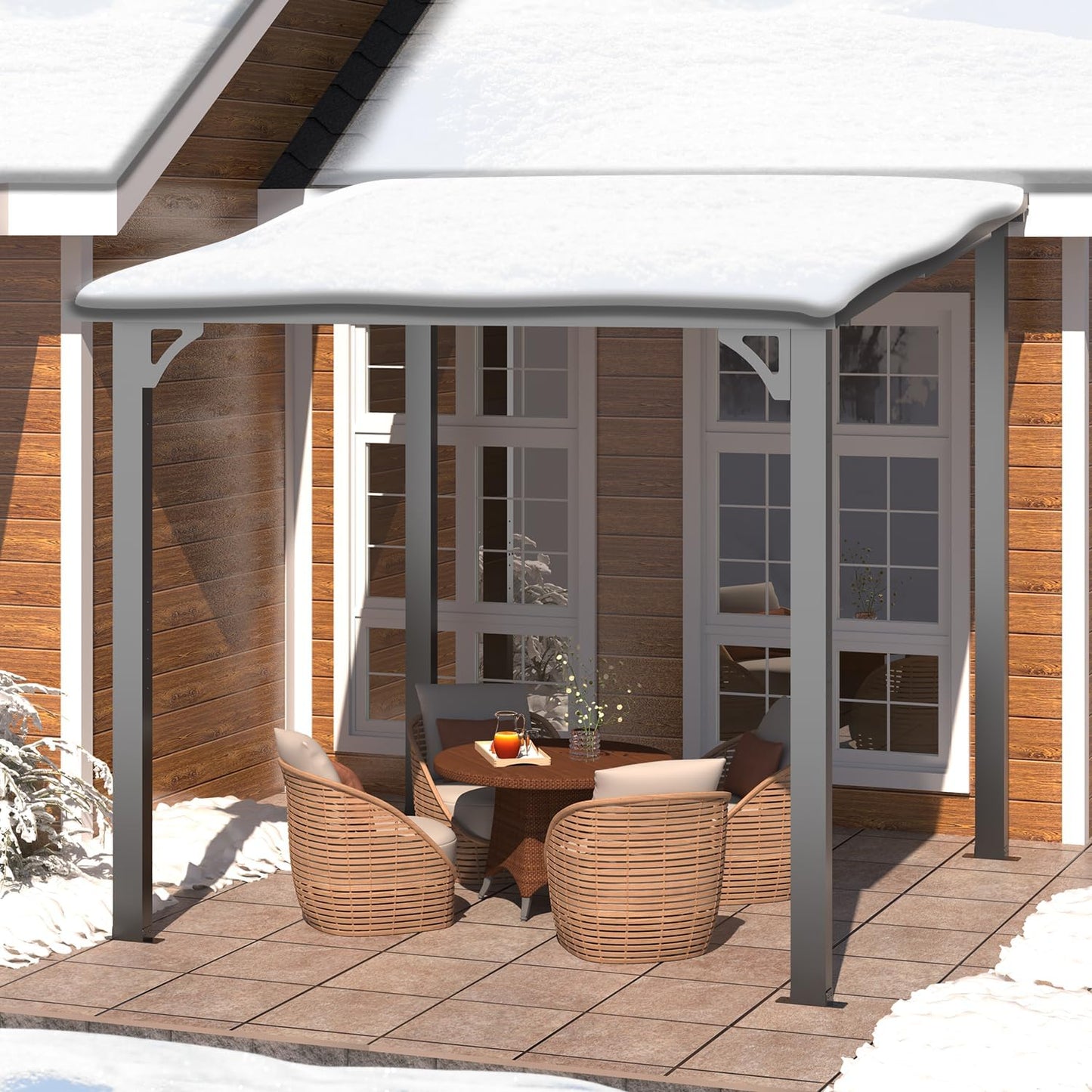 YODOLLA 8' x 8' Outdoor Pergola Hardtop Gazebo,Dark Grey