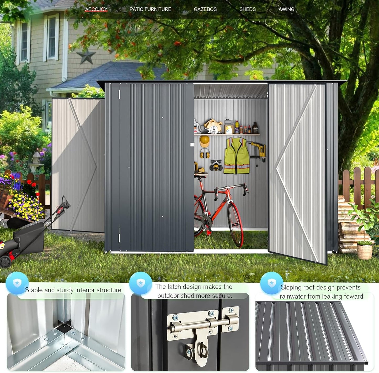 YODOLLA Outdoor Storage Cabinet, 7x4 Horizontal