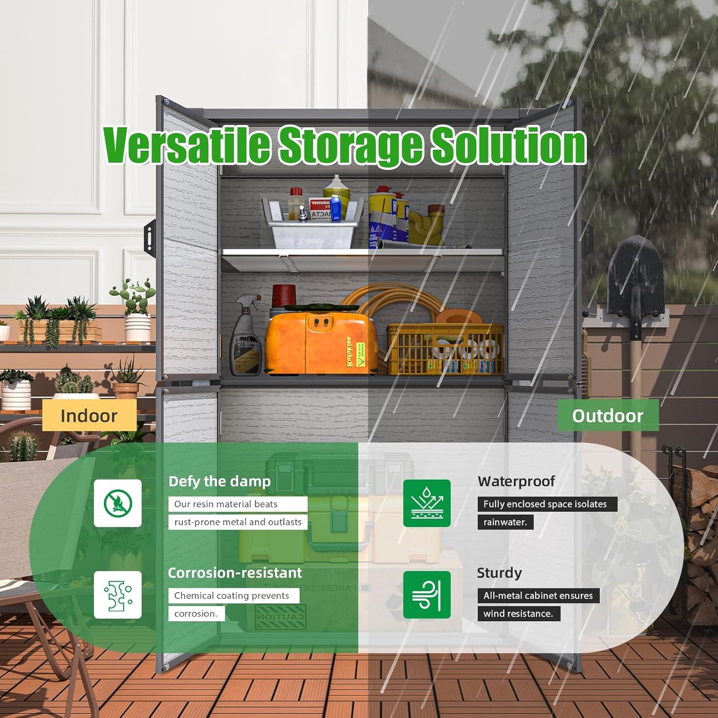 YODOLLA 58 Cu.Ft Resin Storage Cabinet Waterproof with Adjustable Shelves