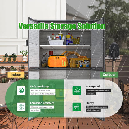 YODOLLA 58 Cu.Ft Resin Storage Cabinet Waterproof with Adjustable Shelves