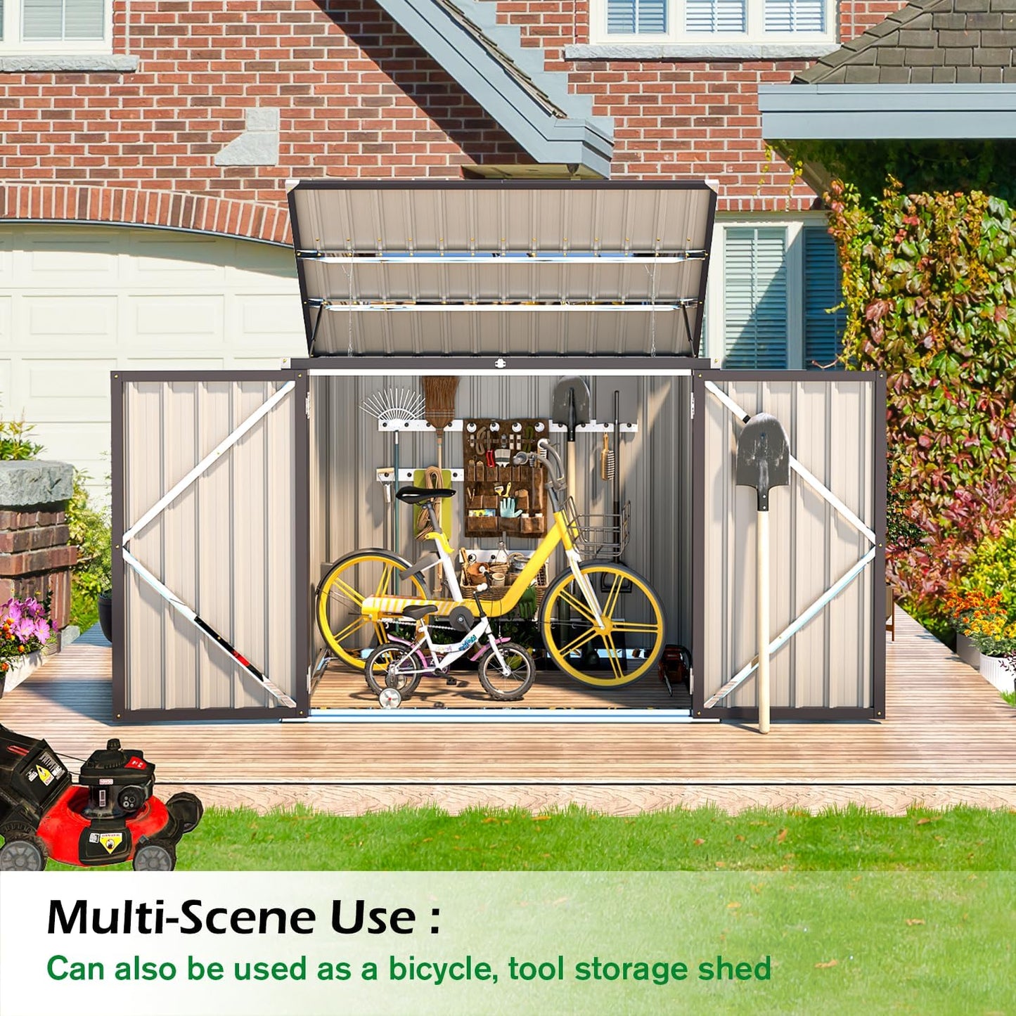 YODOLLA 46 Cu.Ft Outdoor Horizontal Storage Shed, Dark Grey