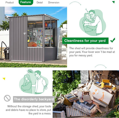 YODOLLA 5x5 FT Storage Shed, Metal Sheds & Outdoor Storage