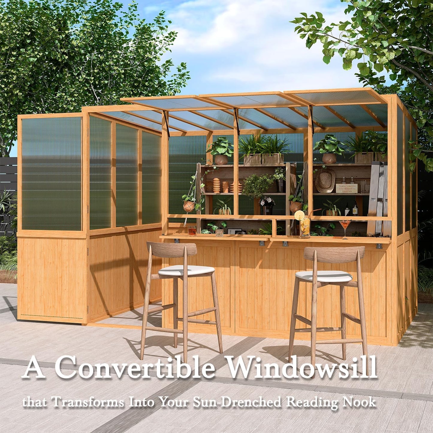 YODOLLA 6x10 FT Wood Greenhouse for Outdoors