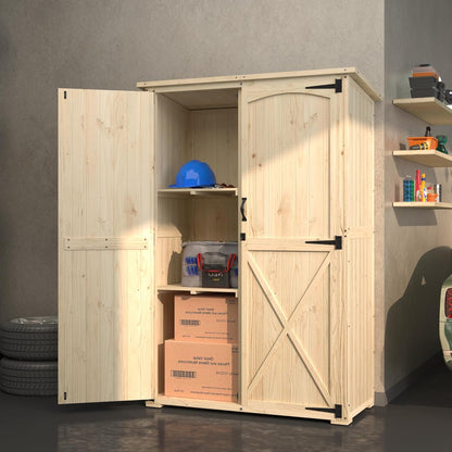 YODOLLA Outdoor Storage Shed with Waterproof Roof, Natural Wood