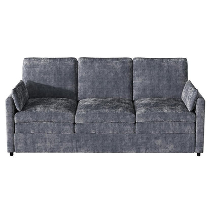 YODOLLA 89" Chenille Sofa, 3-Seater, 2 Removable Pillows, Black