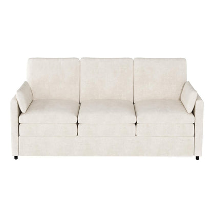 YODOLLA 89" Chenille Sofa, 3-Seater, 2 Removable Pillows, Cream White