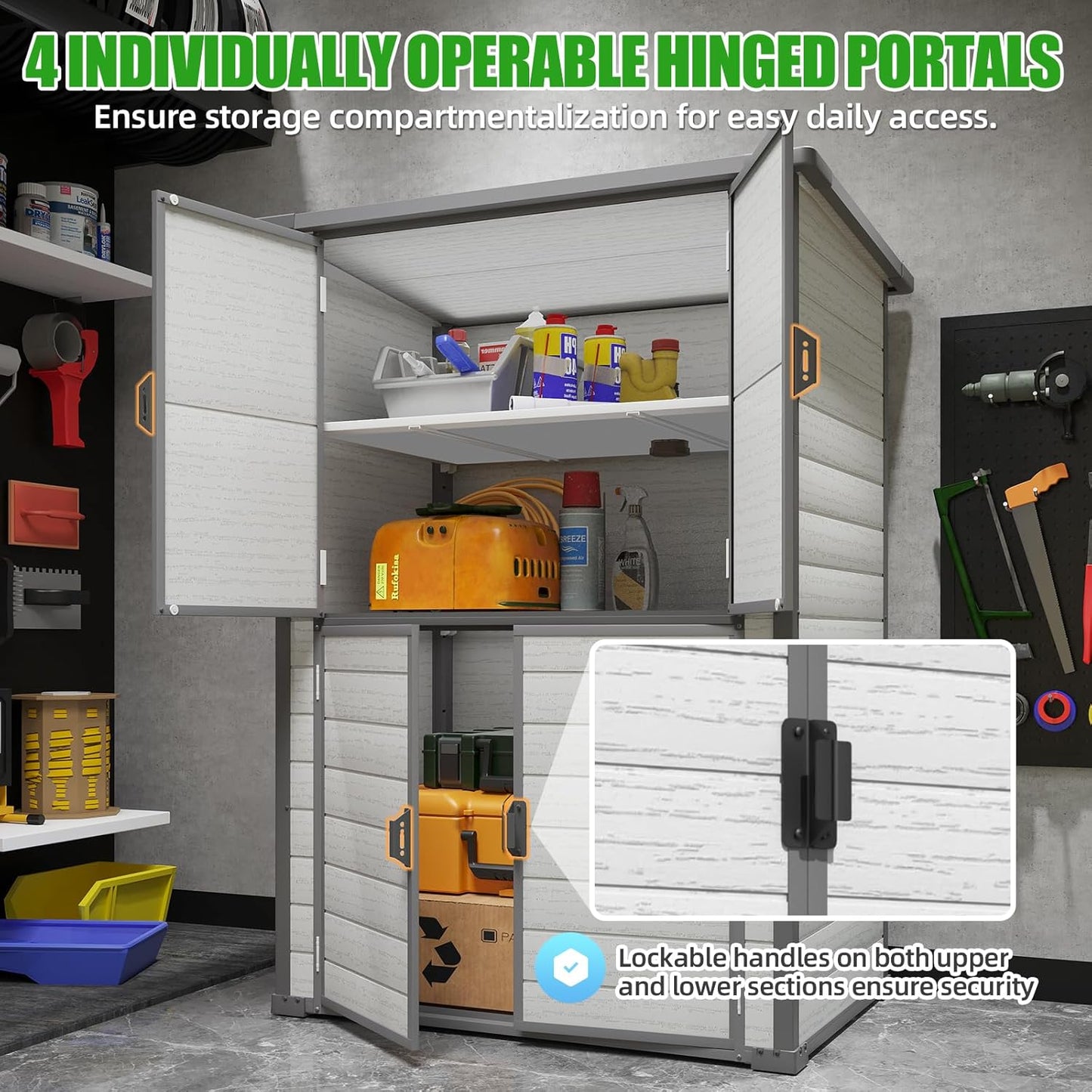 YODOLLA 58 Cu.Ft Resin Storage Cabinet Waterproof with Adjustable Shelves