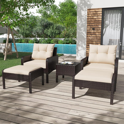 YODOLLA Outdoor 5 Pieces Patio Furniture Set, Beige