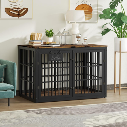 YODOLLA 42‘’ Dog Crate Furniture for X-Large Breed, Rustic Brown