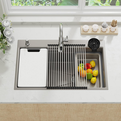 YODOLLA 33x22 In Drop-in/Topmount Kitchen Sink, Stainless Steel Workstation Sink