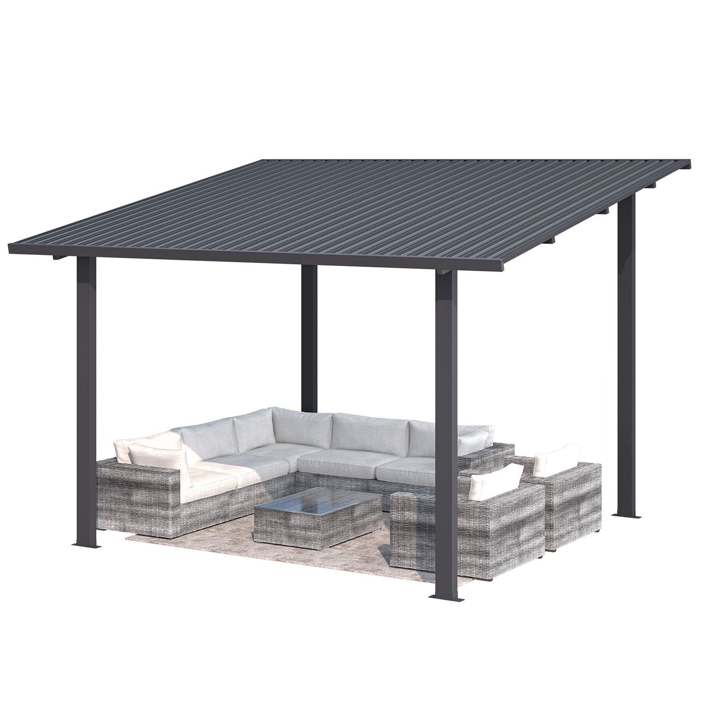 YODOLLA 12' x 10' Outdoor Hardtop Lean to Gazebo for Patio