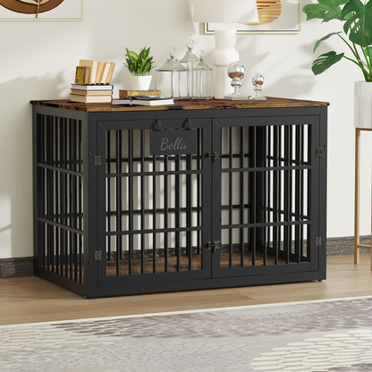 YODOLLA 46'' Dog Crate Furniture for XX-Large Dogs, Rustic Brown