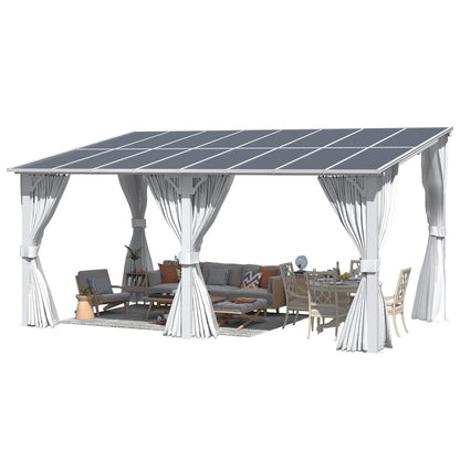 YODOLLA 16'x10' Outdoor Lean to Gazebo Pergola with Curtain and Netting for Patio, White