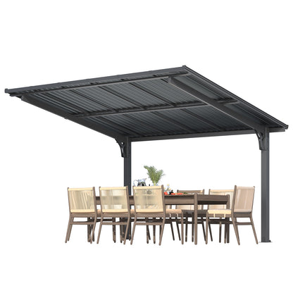 YODOLLA 12'x10' Freestanding Gazebo Outdoor Lean to Hardtop Metal Carport