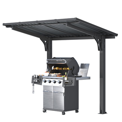 YODOLLA 8' x 5' Outdoor Lean to Grill Gazebo Hardtop Pergola Freestanding Pergolas