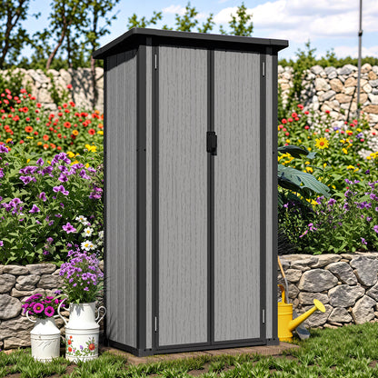 YODOLLA Waterproof Tall Resin Outdoor Storage Cabinet with Adjustable Shelves