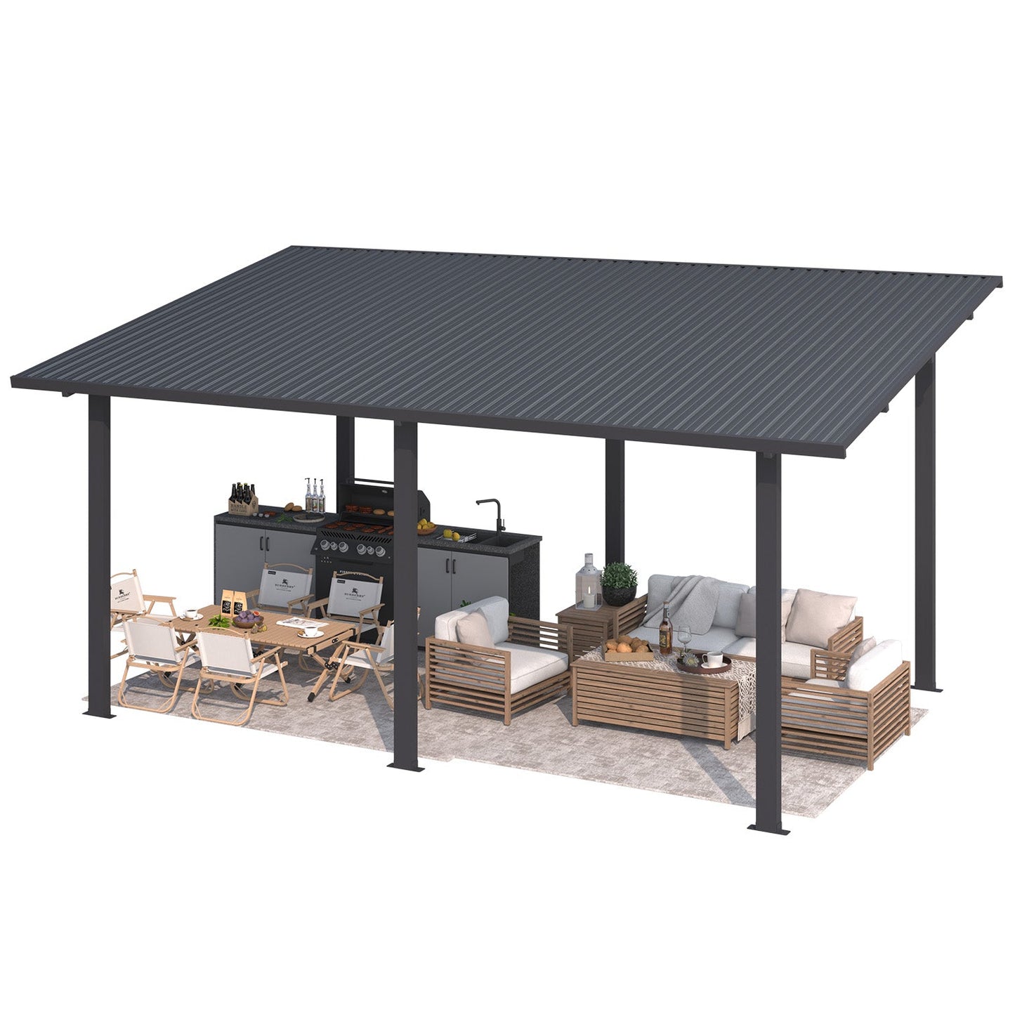YODOLLA 16' x 10' Outdoor Lean to Hardtop Gazebo for Patio
