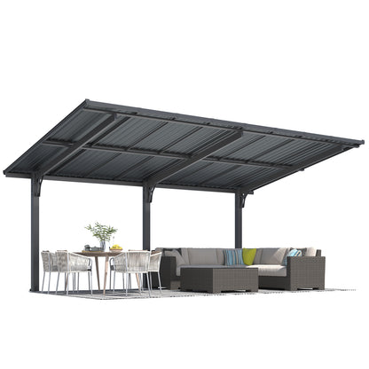 YODOLLA 16'x10' Freestanding Gazebo Outdoor Lean to Hardtop Metal Carport Pergolas