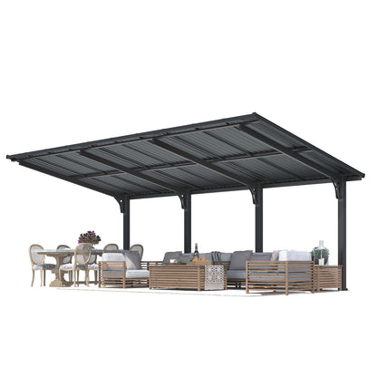YODOLLA 20'x10' Freestanding Gazebo Outdoor Lean to Hardtop Metal Carport Pergolas