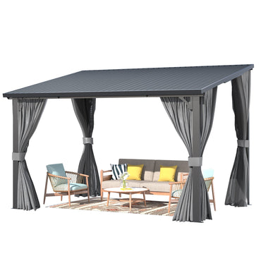 YODOLLA 12'x8' Outdoor Hardtop Gazebo Pergola with Curtains and Netting for Patio