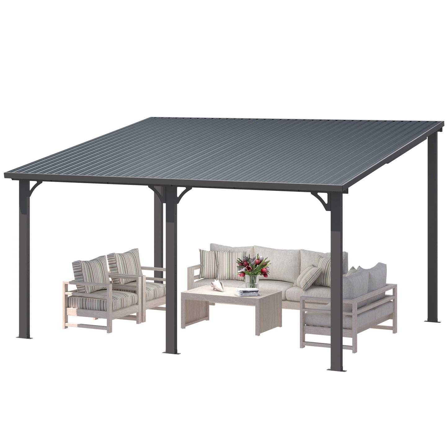 YODOLLA 14' x 12' Outdoor Hardtop Metal Gazebo for Patio